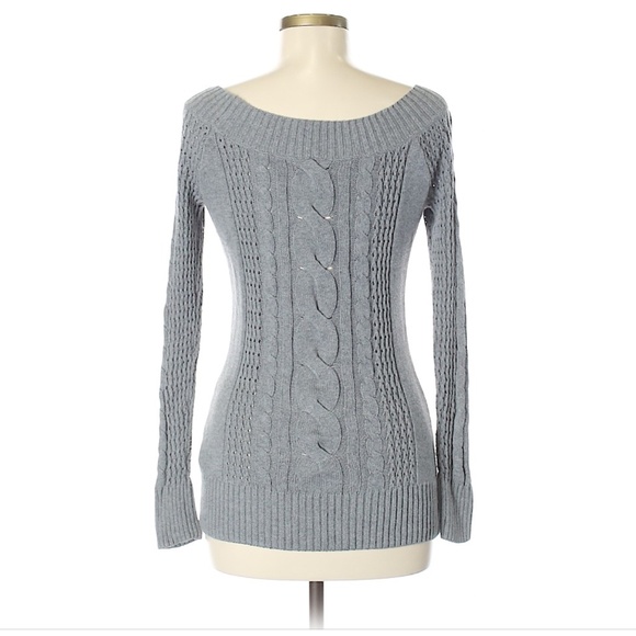 Guess Grey Cable Knit Sweater Boat Neck Sz Small - Picture 2 of 2